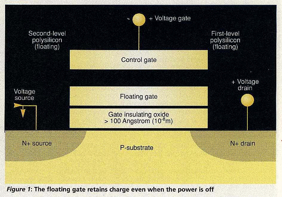 Floating gate DRAM chip
