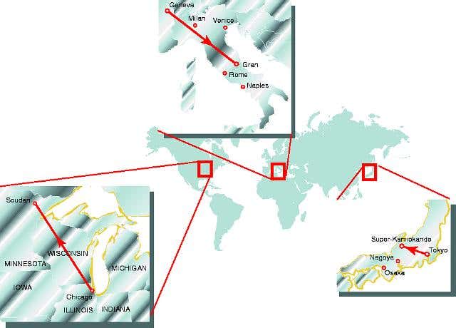 The paths of neutrino beams through the
earth