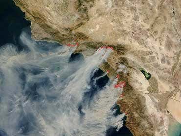 Satellite images show massive Californian fires