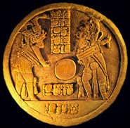 The stone altar pictures two Maya lords facing one another