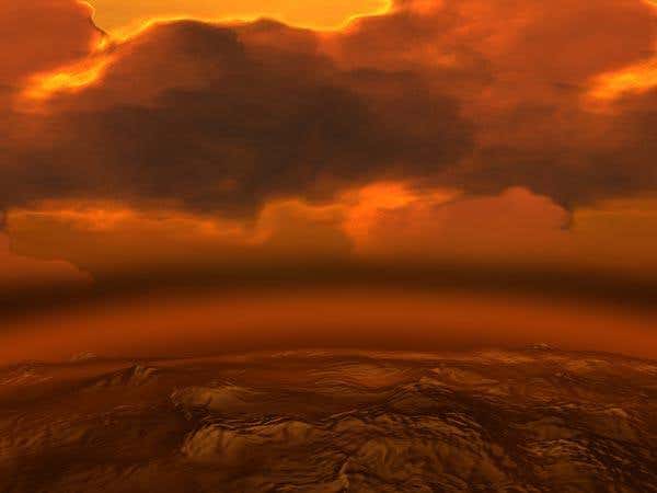 Venus's thick carbon dioxide atmosphere produces crushing surface pressures 90 times that on Earth 