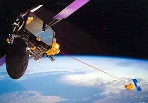 Laser beams message between satellites