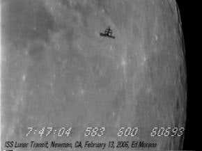 Tracking the space station's Moon shadow