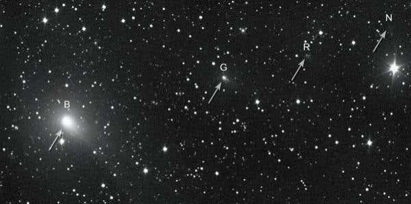 A ground-based 10-inch telescope imaged fragments B and G, R, and N of Comet 73P on 8 April 2006