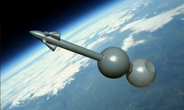 A Romanian company aims to launch its Stabilo rocket in November. Its crew capsule is at the bottom of the rocket and the engine and four thrusters are at the top