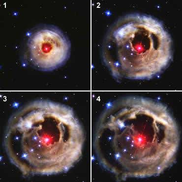 The burst of light from V838 Monocerotis 