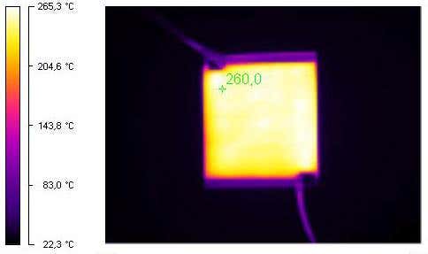 Thermal imaging shows that the material can uniformly heat the surface it is sprayed onto 