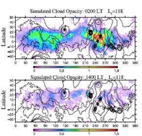 First maps made of nighttime clouds on Mars
