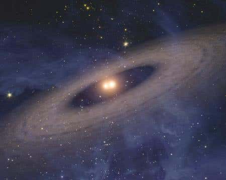 Dusty discs were found around 60% of the stellar pairs that orbit each other closely (Illustration: NASA/JPL-Caltech)