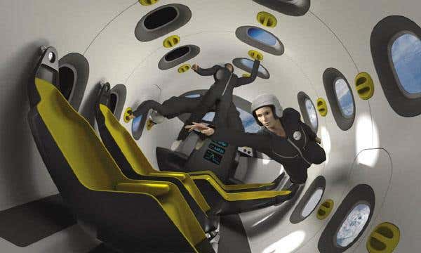 The cabin of the space plane would feature hammock-like seats that