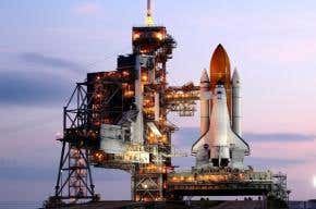 Space shuttle Endeavour arrives at launch pad