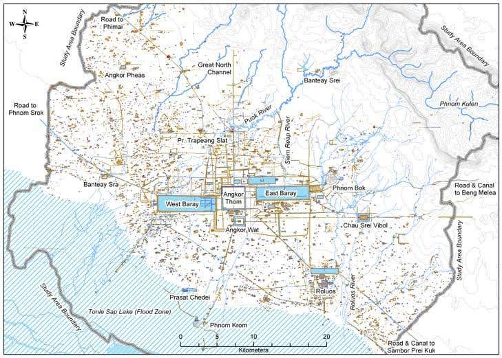 The new map of Angkor Wat combines data from ground-sensing radar with aerial photographs and extensive fieldwork 