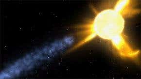 Powerful solar outburst rips off comet's tail