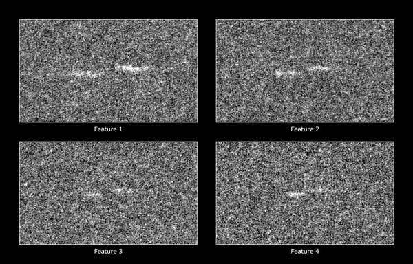 Four propeller-shaped structures were discovered in close-up images of Saturn's A ring in 2006. Since then, many dozens more have been found. They are caused by moonlets as large as Egypt's Great Pyramid