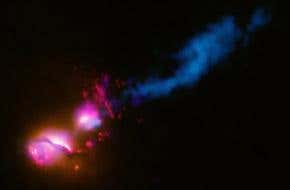 Galaxy fires powerful particle beam at neighbour