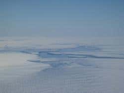 Icebergs in front of the ice shelf