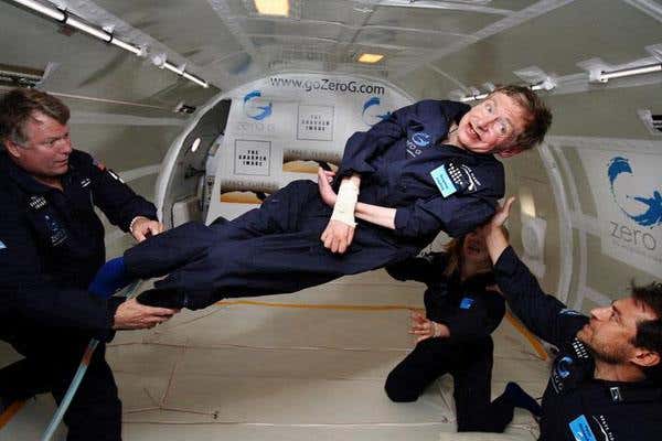 In 2007, Hawking experienced zero gravity aboard a modified Boeing 727 aircraft 