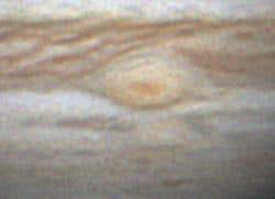 Hints of Jupiter's erstwhile third red spot appear on the lower-right side of the Great Red Spot (centre) in this image taken on 10 July. Red Spot Jr is the faint red circle almost directly beneath the Great Red Spot (Image copyright: Christopher Go)
