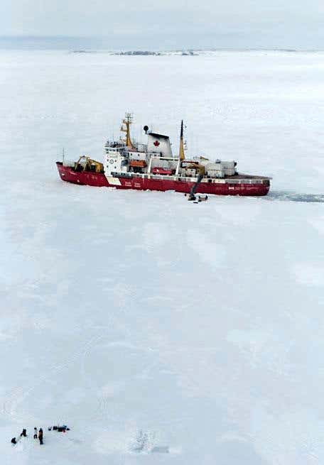 The Amundsen sits in ice in the Canadian Arctic, May 2008 
