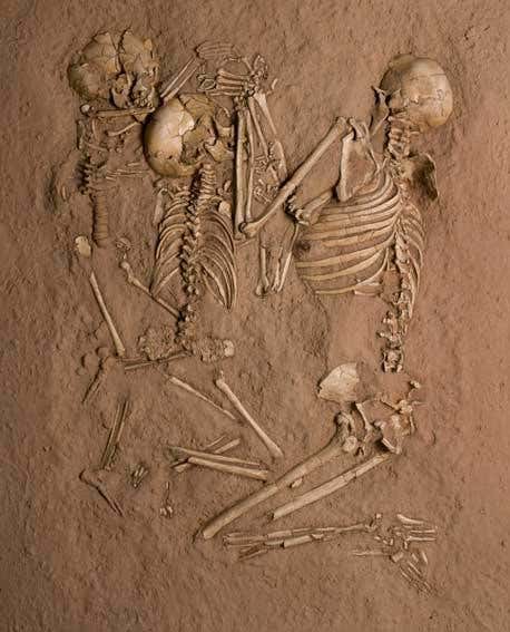 The cast shows the burial of a woman and presumably her two children, ages 5 and 8, who were posed in death some 5,300 years ago. (Photo: Mike Hettwer)