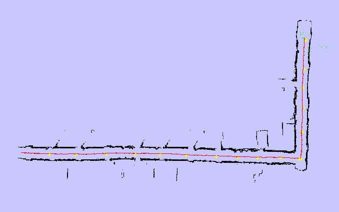 A map created as a person walked down a corridor while wearing the modified helmet