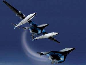 The carrier plane WhiteKnightTwo will loft SpaceShipTwo to an altitude of about 15 km, where it will launch to the edge of space