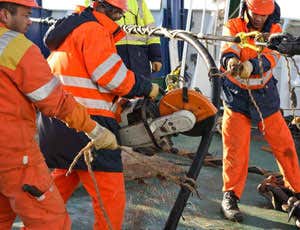 Technicians working to repair damaged cables beneath the Mediterranean this month