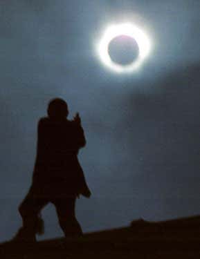 A total solar eclipse, as seen from Towan Beach, Newquay, Cornwall, UK on  11 August 1999 
