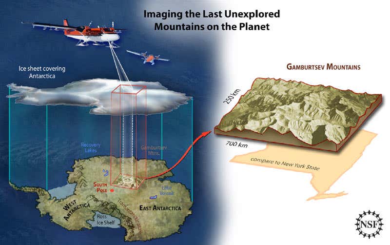 The researchers studied the Gamburtsev mountains, located at the centre of Antarctica, using instruments mounted on airplanes 