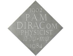 This commemorative plaque shows the Dirac equation 