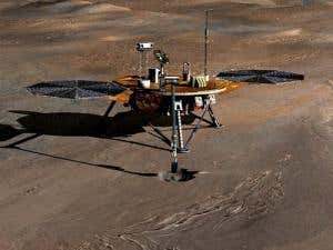 An artist's conception of the Phoenix Mission Lander on Mars
