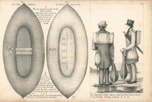 A two-man inflatable boat, designed to pack down into a knapsack