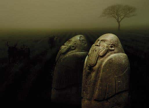 An unusual Isthmian statuette made of jade, ploughed into a field in the Olmec area. The figure is a man dressed as a duck and is inscribed with 70 unknown symbols