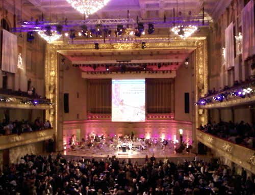 The performance took place in Boston's Symphony Hall 
