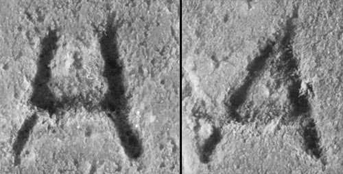 Often, a cutter's letters bear little resemblance to each other, such as these 