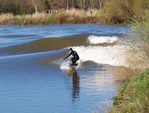 Riding the wave. The Severn bore's bumper tide is caused by the moon