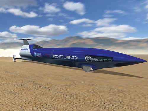 En route to 1000 mph.  The Aussie Invader team will deploy four rockets in its car (Image: Mike Annear 