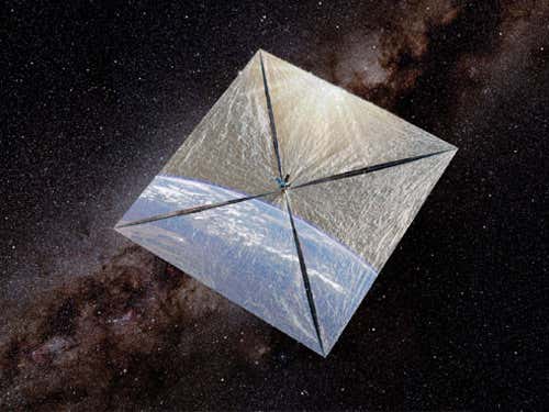 Solar sails can pick up a lot of speed, thanks to the constant pressure from sunlight. In the future, they might be able to traverse the solar system in the span of just a few years (Illustration: Rick Sternbach/Planetary Society)