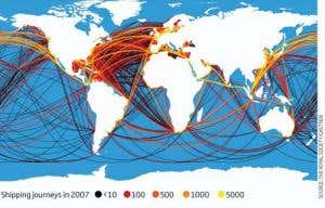 Shipping map tracks marine aliens