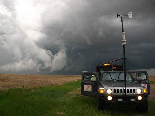 One of the VORTEX2 pod deployment vehicles in position in Goshen County, Wyoming