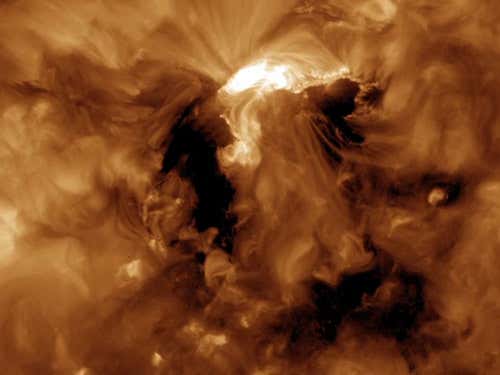 Light emitted by highly ionised iron atoms indicates a temperature of nearly 16,000,000 degrees Celsius