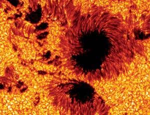 Sunspots squeeze and stretch the day