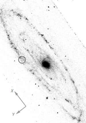 The newly found maser (circled) 