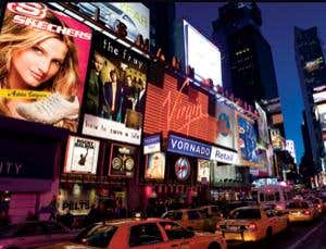 In-car projection for drive-by advertising