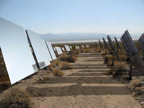 The Ivanpah valley solar power plant, being built by BrightSource