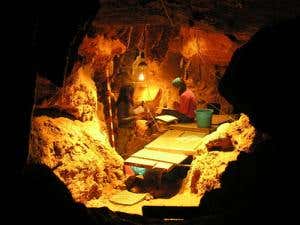 Researchers working in El Sidrón Cave 