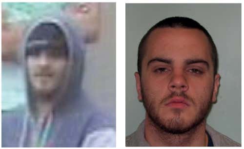 The images on the left, from CCTV footage, all led to convictions 