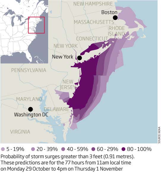 Storm surge risk on the US east coast (Source: NOAA)