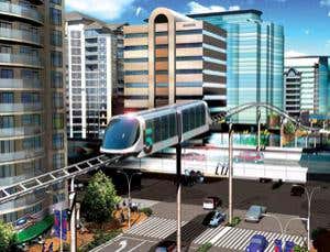 Commute to work on the roller coaster train