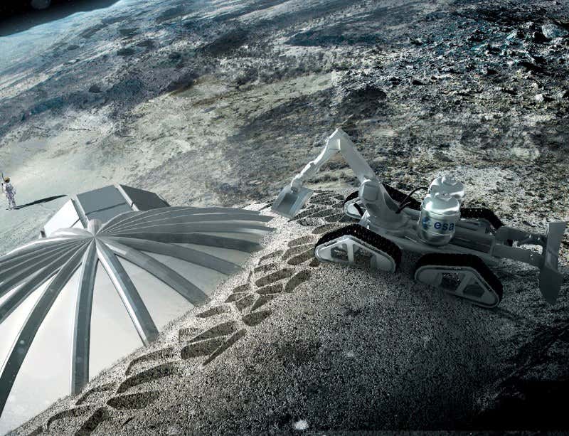 Moon base from moon dust 